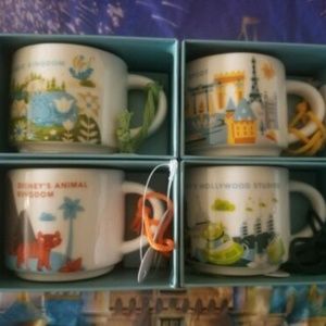 Disney Starbucks 2" Ceramic Mug Ornaments Set